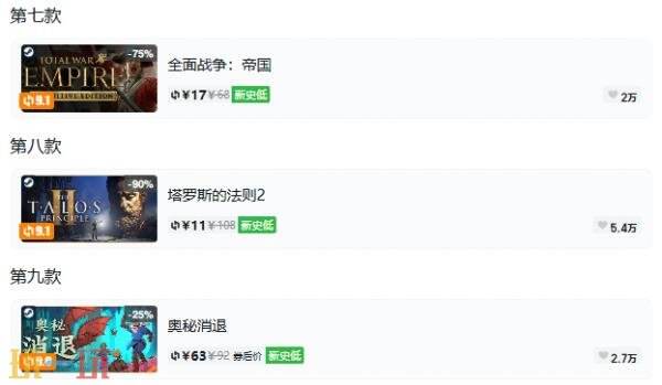 Steam今日史低游戏分享！10月09日史低佳作推荐