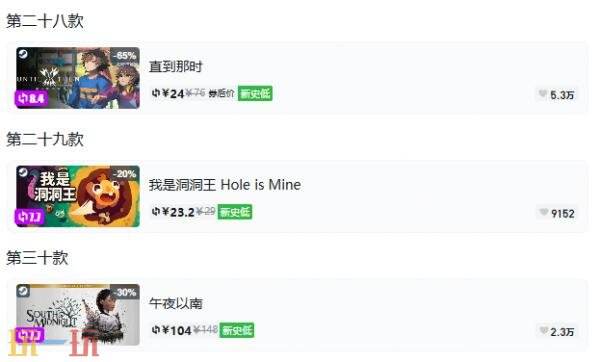 Steam今日史低游戏分享!10月15日史低佳作推荐