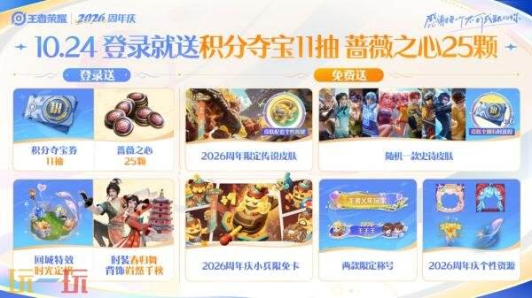 王者荣耀10月15日版本更新公告：2026周年庆即将开启！限定皮肤免费送