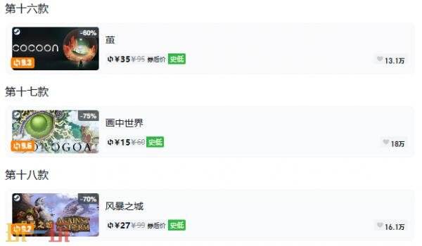 Steam今日史低游戏分享!10月16日史低佳作推荐