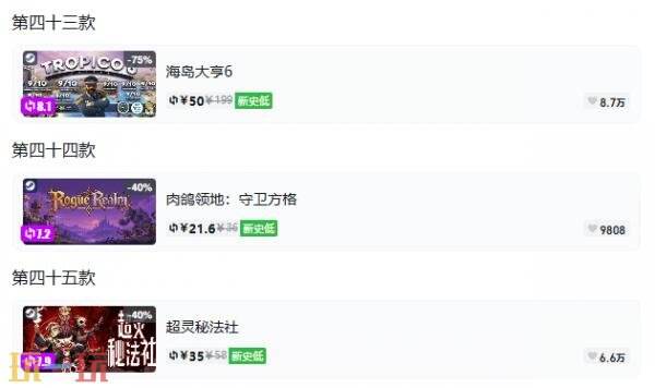 Steam今日史低游戏分享!10月21日史低佳作推荐