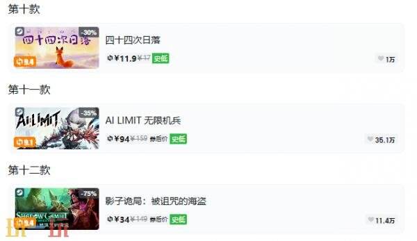 Steam今日史低游戏分享!10月21日史低佳作推荐