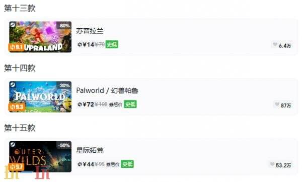 Steam今日史低游戏分享!10月22日史低佳作推荐